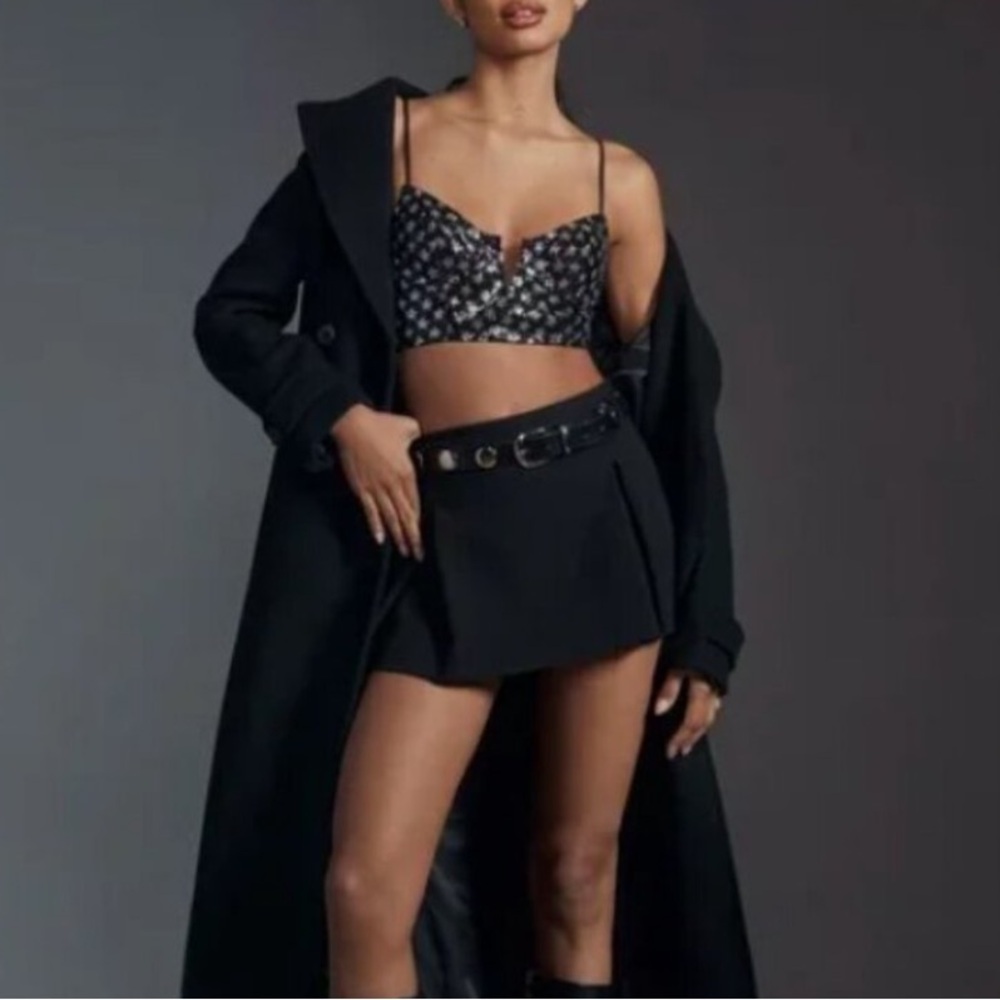 NEW NWT Anthropologie Sequin Star Bralette in Black and silver size S
